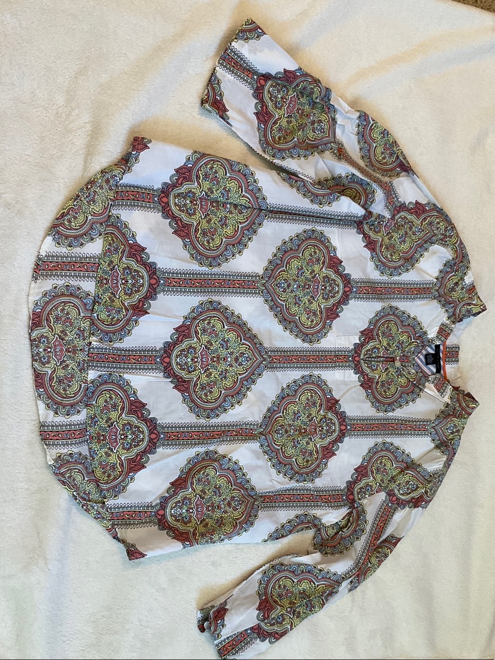 Tommy Hilfiger White Paisley Medallion Tunic with Coral Trim